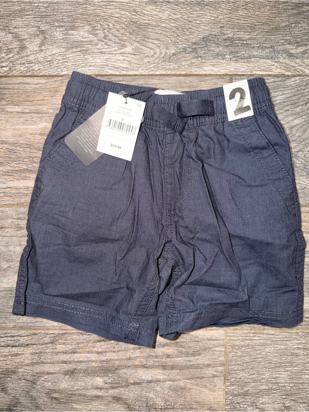 Boys Navy Elastic-Waist Pull-On Shorts